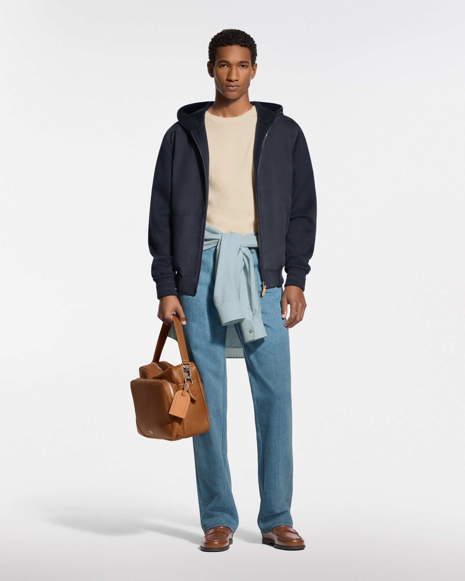 Leather Mix Hooded Blouson - Les Extraordinaires - High-End Ready